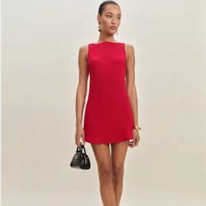 Reformation Lipstick Red Dale Short Sleeve Dress